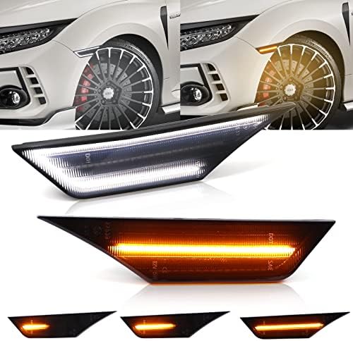 Luzes laterais de LED seqüencial de switchback para -2021 Honda Civic Sedan Coupe Hatchback 10th 10 gen, lente fumada