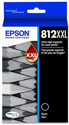Epson T812 Durabrite Ultra Ink Capacidade Extra-alta Capacidade Black Cartuck e T812 Durabrite Ultra Ink Capacidade Pacote de combinação de cores para cores para selecionar IMPRESSORES EPSON WORKFORCE PRO