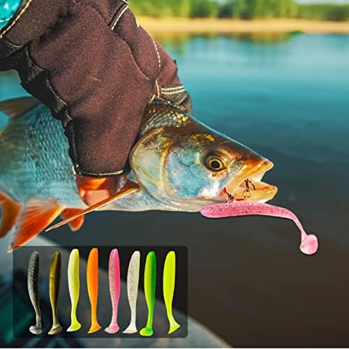 Iscas de pesca de plástico macio, 24pcs Paddle Tail Swimbaits para pesca de robalo, iscas de natação de pesca de robalo para