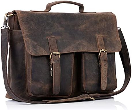 Komalc 16 polegadas de couro para laptop bolsas para homens e mulheres Melhor bolsa de sacolas da faculdade de Escola de