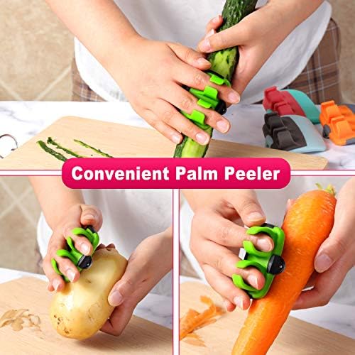 4 pedaços de dedo peeler descascador de palmeira capota de batata de frutas de batata com alcance confortável de dedo de borracha