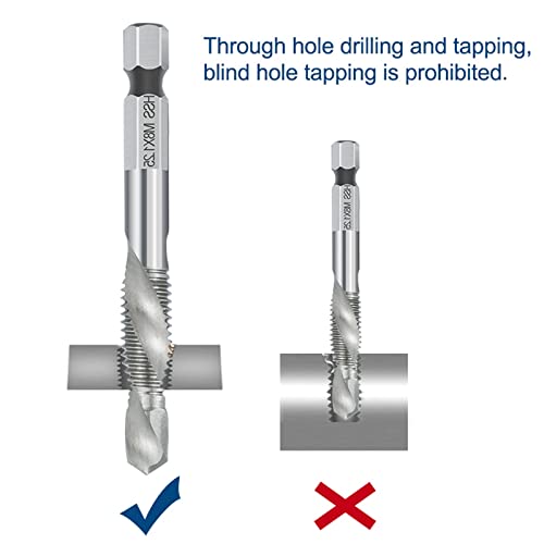 Tap métrica hexágica Tap combinada Tap e broca Fluta Spiral Thread parafuso Torneira Torneira M3 M4 M5 M6 M8 M10 M12 1PCS