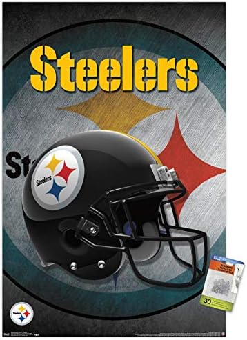 NFL Pittsburgh Steelers - Pôster de parede de capacete 16 com pinos de pressão