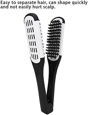 Escova de endireitamento duplo, alisamento de cabelo pente de pente em forma de pente resistente ao calor Pincel antiestático