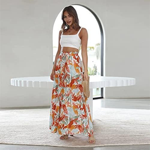 Odizli Women Palazzo Panteira de perna larga com bolsos casuais calças desgastadas de cor sólida/impressão floral