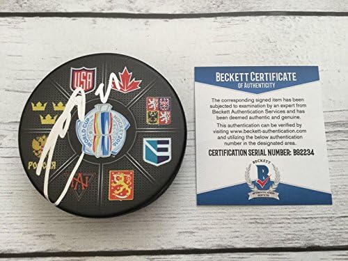 Jonathan Drouin assinou a Copa do Mundo de Hóquei de Beckett Bas Coa A - Pucks Autografados da NHL