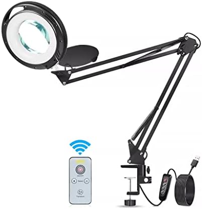 Slnfxc Controle remoto Desk, lâmpada de lâmpada de lâmpada de lâmpada clipe de vidro da mesa de escurecimento Lâmpada 3 cores