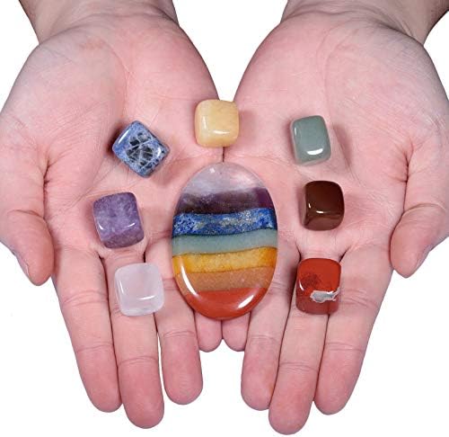 MOOKAITEDECOR 7 CHAKRA CRISTALS Conjunto, Thumb Worter Stone & Raw Stones Kits para meditação, equilíbrio e cura de Reiki