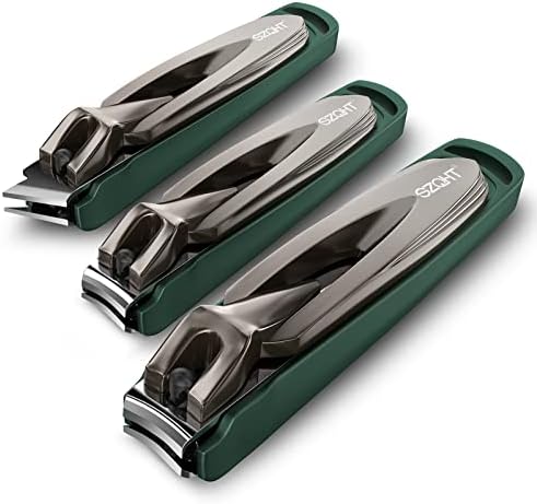 Pacote de unhas de unhas SET-3, unhas Clippers e unhas da unha CLIPPER para homens, uau, cortadoras de unhas com apanhador, cortador de unhas para unhas grossas de dedos, aço inoxidável ultra-nítido