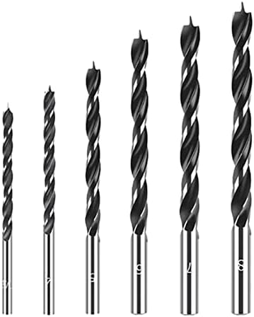 Magideal 6pcs Bad Brad Point Bit, broca de madeira, bits de perfuração de madeira 3/4/5/6/7/8mm redondo hastes de shank de