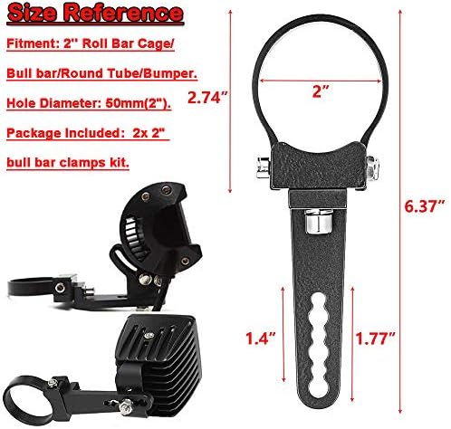 Dasen 2 Roll Brackets Surfates de bullbar Nudge Kit de braçadeira de tubo de barra Compatível com a barra de luz LED ＆ Trabalho/cubo