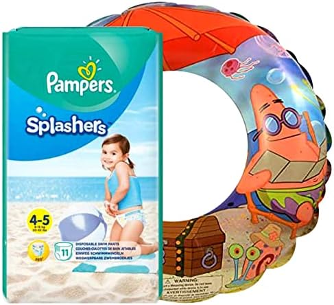 Splashers fraldas descartáveis ​​de natação, tamanho de natação do tamanho 4-5 + bônus, calças de natação absorventes e ajustáveis