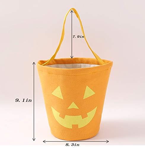 Zhenpony Halloween truque ou sacola de tratamento, lona de abóbora Candy Tote Bucket Bucket Multipluse Fuiltable Collapsable Reusable Goody Bucket - Melhores presentes de festa de Halloween