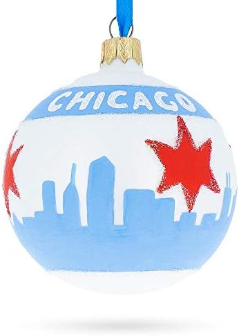 Ornamento de Natal de Chicago Bandle Ball Ball 3,25 polegadas