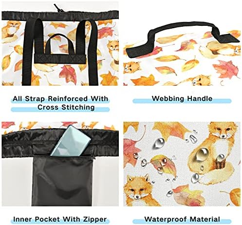 Fall Fox sai de lavanderia de lavanderia pesada mochila com alças de ombro Handles Travel Saco de lavanderia Fechamento de