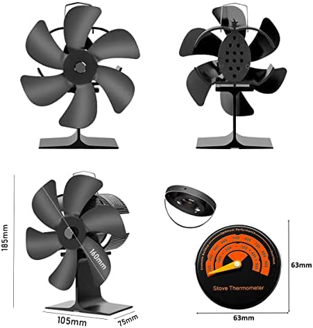 Ventilador de fogão a lenha, ventilador de queimador de toras, 6 lâminas fã de fogão alimentado por calor fã de ventilador de lareira