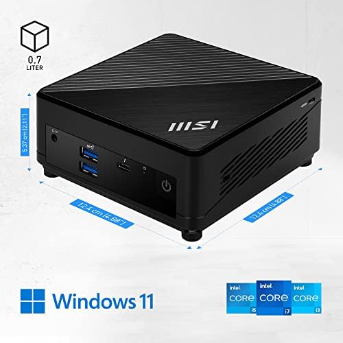 MSI Cubi 5 12m, 0,7L Mini PC, Intel Core i7-1255U, Memória de 16 GB, 512 GB de SSD, WiFi 6, BT 5.2, Duel Lan, Thunderbolt Tipo C, Black,