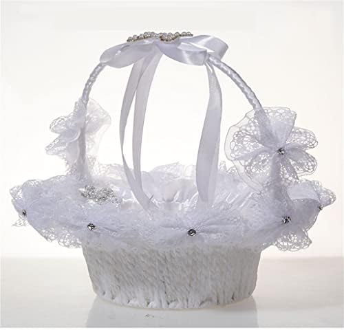 Ylyajy Big Bow Flor Basket Supplies de casamento Pearl Rhinestone Girl noiva Pétalas portáteis