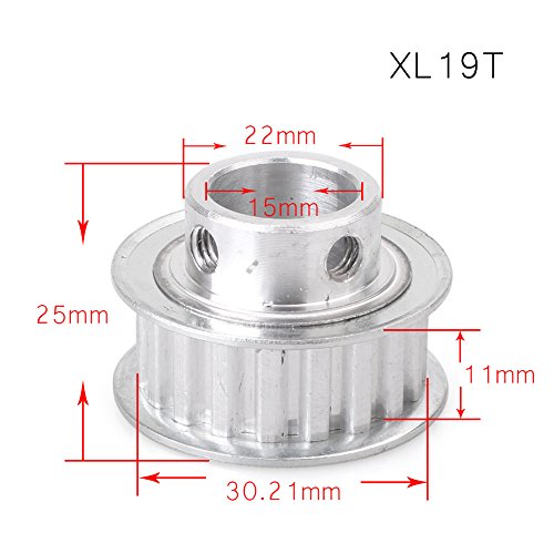 Polia de Timing Luckmart, Roda Síncrona de Alumínio de 15mm de Bore XL19 para Impressora 3D, Cinturão de Largura de 10mm