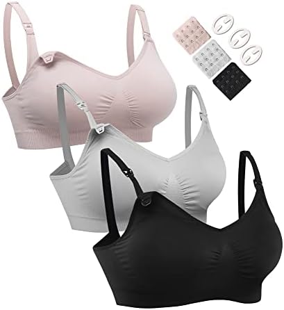 Hofish 3pack Bust Full Bust Seamless Nursing Maternity Bras Bralette S-XXL com Extrações e Clipes de Bra Extra