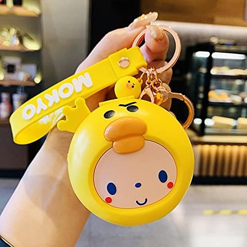 NC Handheld USB Small Fan Charging Student Cartoon Portable Key FOB Mini pendente com espelho Monkey espelho Fan - Powder