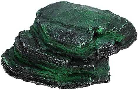 Vocoste Turtle Basking Platform, Réptil Subbing Resina Shale Tortoise Rock Aquarium Ornament, Black, Green, 10 X7,6 X3.7