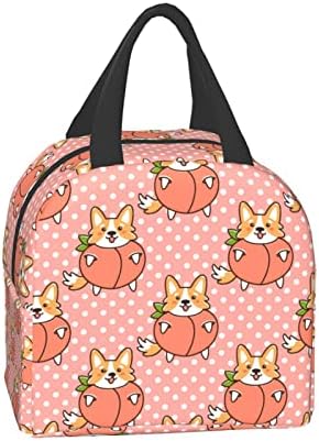 Senheol fofo cão kawaii de corgi em lancheira de impressão de pêssego de frutas engraçadas, lancheira Kawaii Small Isolle