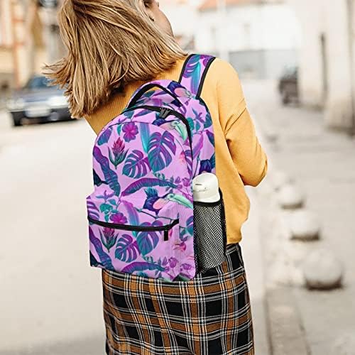 Monstera tropical e tucano viagens mochilas de moda Moda Bolsa de ombro leve Mochila de vários bolsos para estudos escolares Compras de trabalho