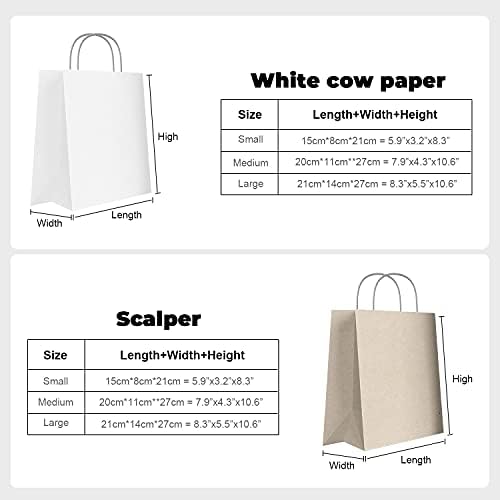 Tesfans Saco de papel Kraft personalizado com alças x 100pcs de bolsas de boutique recicláveis ​​personalizadas