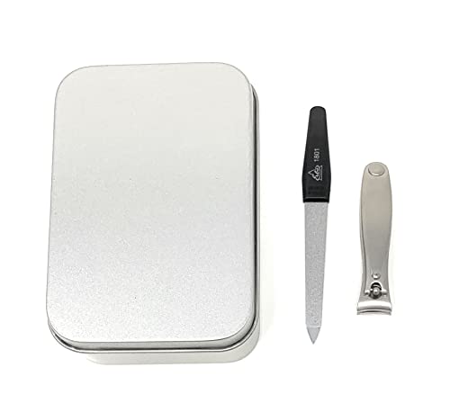 Erbe Solingen 2 PCs PCS Surgical Stainless Aço Aço Alemão Manicure Set Kit de Grooming em Caixa de Viagem de Alumínio Feito