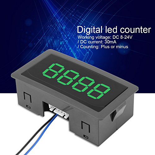 FTVogue Auto Digital Counter DC Display Digital 4 Digit 0-9999 UP/Down Plus/Minus Panel Counter-Meter com cabo