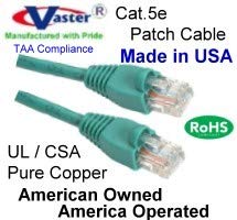 SuperCable - USA -0673-10 FT UTP CAT5E - Made in USA - Green - Ul 24AWG Pure Cobper - Ethernet Network Patch Cable