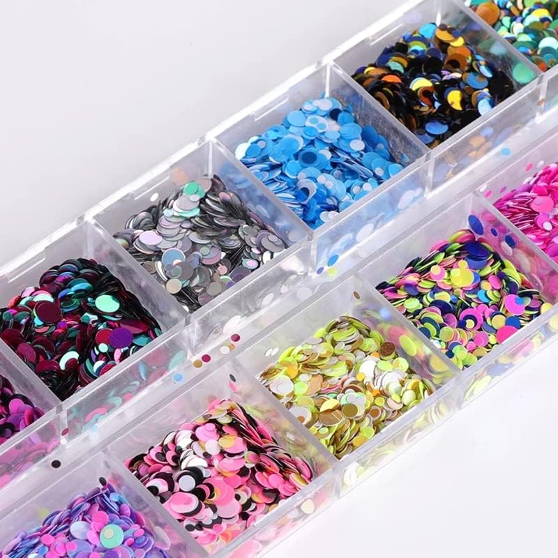 12 grades/caixa holográfico glitter flocos de lantejoulas coloridas diy 3d moda paillette para acrílico unhas