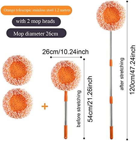 360 MOP de limpeza ajustável rotativa, com duas cabeças de esfregão de reposição, esfregaço de microfibra para limpeza de limpeza de