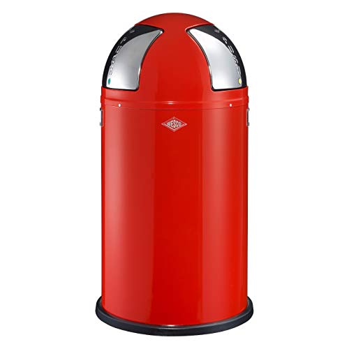 Wesco Dois bin duplos push 16,9 lixo lata com tampa, サイズ: ∅40 × H75.5cm, vermelho