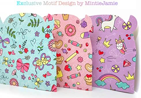MintieJamie Handle Caixas de tratamento de papelão 6,25 x 3,5 x 3,5 polegadas, pacote de 12pcs colorido pastel caixas