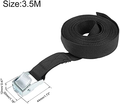 Uxcell Tie Down Strap Cam Buckle Lanking Strap 1 x 11,5 pés 176lb 80kg Carregar polipropileno para garantir a garantia de carga, preto,