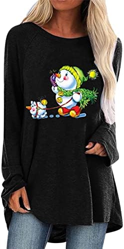 Fall Tshirts for Women Crewneck Print Christmas Print Shirts Retro Work Utility Womens Workous Tops