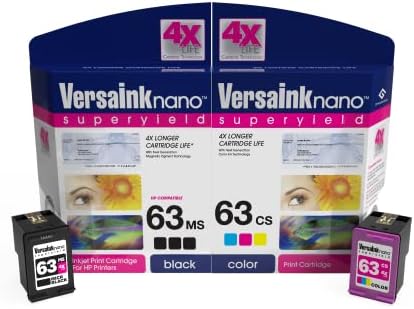 Versaink-nano HP 63 Ms Cartucho de tinta micm preto para impressão de verificação e cartucho colorido 63 CS