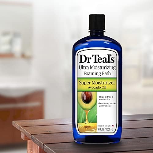 Banho de espuma do Dr. Teal com sal puro epsom, óleo de abacate super hidratante, 34 fl oz