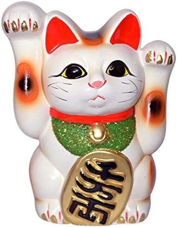 Feito no Japão Lucky Cat 6.1 '' Tokoname Porcelain Ambas Hands Maneki Neko
