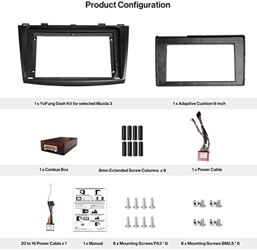 Yofung AC -MZD303X -ST Kit de traço de montagem de instalação -Compatível com Mazda selecionado 3 2012 2012 2013 Modelos -Fit