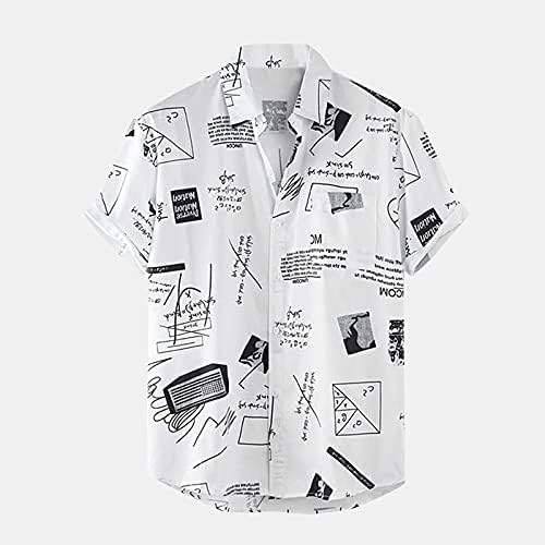 Camisas casuais casuais hddk masculino impressão gráfica criativa impressão de camisa havaiana de manga curta para baixo de aloha