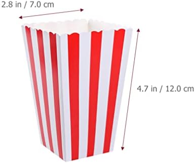 Aboofan mini papel de tratamento caixas 10pcs vermelhas e brancas listras listradas Candy Boxes Paper Popcorn Bags Caixa de Goodie Vintage para festas de Natal Teatros de filmes Recipientes de lanches