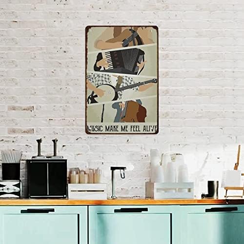 Metal Signs Vintage Farm Music me faz sentir viva amada Ouça música Vintage Music Instrument Gifts For Cafe Bar Pub 8x12inch