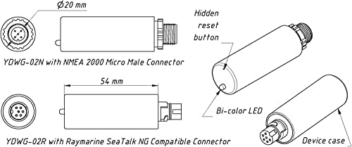 Dispositivos de iate NMEA 2000 Wi-Fi Boat Gateway YDWG-02 Micro Male Connector), Black