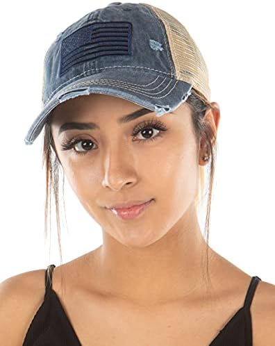 Funky Junque feminino Capace de beisebol Trucker Dadd Hat Hat Railt Messy Bun Ponycap