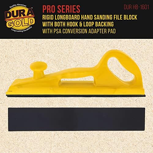 DURA-GOLD PRO Série Rígida Longboard Lixing Bloco de arquivos com gancho de gancho e loop e adaptador de apoio PSA Pad e 40 lisos