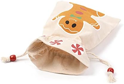 10pcs tema de natal algodão tecido de pano bolsa bolsa sacos de punho de punho, para ornamentos de presente de lanche