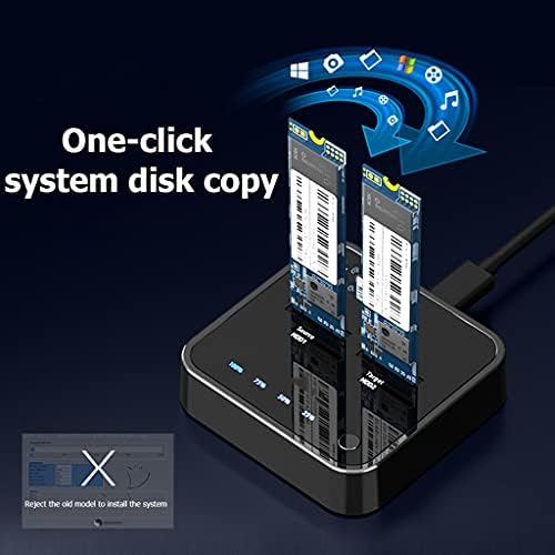 CZDYUF USB 3.1 Tipo C a M.2 Dual Bay Baía Externa Docking Station com clone offline para M2 SSD suporta o suporte de 2 TB de HDD